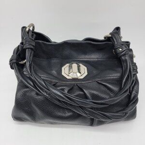 B Makowsky Y2K Black Leather Hobo Bag Heavy Super Soft Heavy Thick Straps